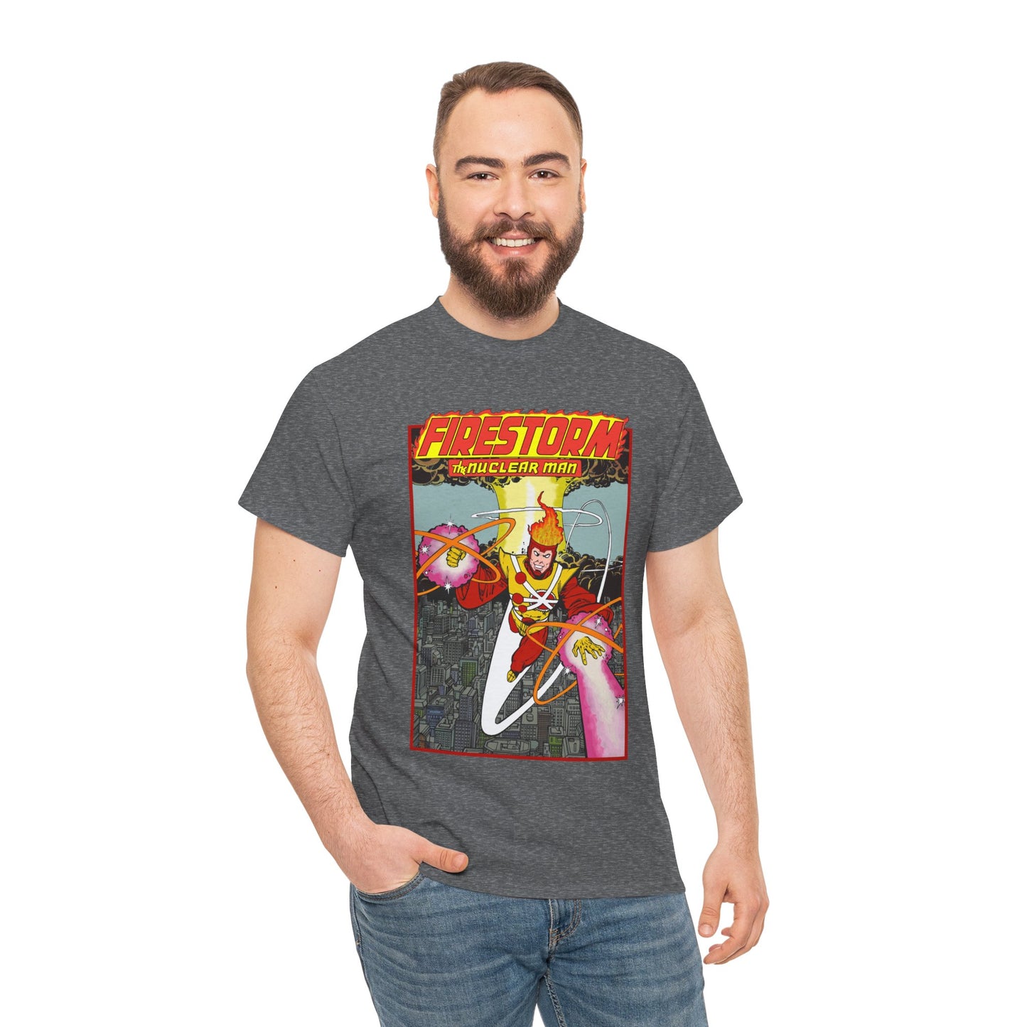 Firestorm the Nuclear Man T-Shirt - George Perez JLA Postcard Art 1980s - DC Comics - Justice League of America Member