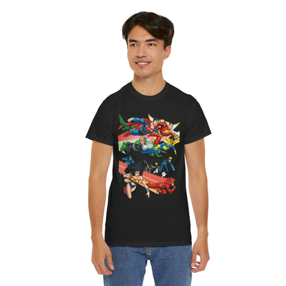 DC Legends T-Shirt - John Byrne Art - Superman, Dr Fate, Blue Beetle, Wonder Woman, Black Canary, Guy Gardner - DC Comics