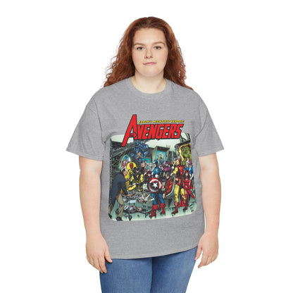 Classic Avengers T-Shirt - George Perez Art - Captain America, Hawkeye, Iron Man, Vision, Scarlet Witch, Quicksilver, Jarvis - Marvel Comics
