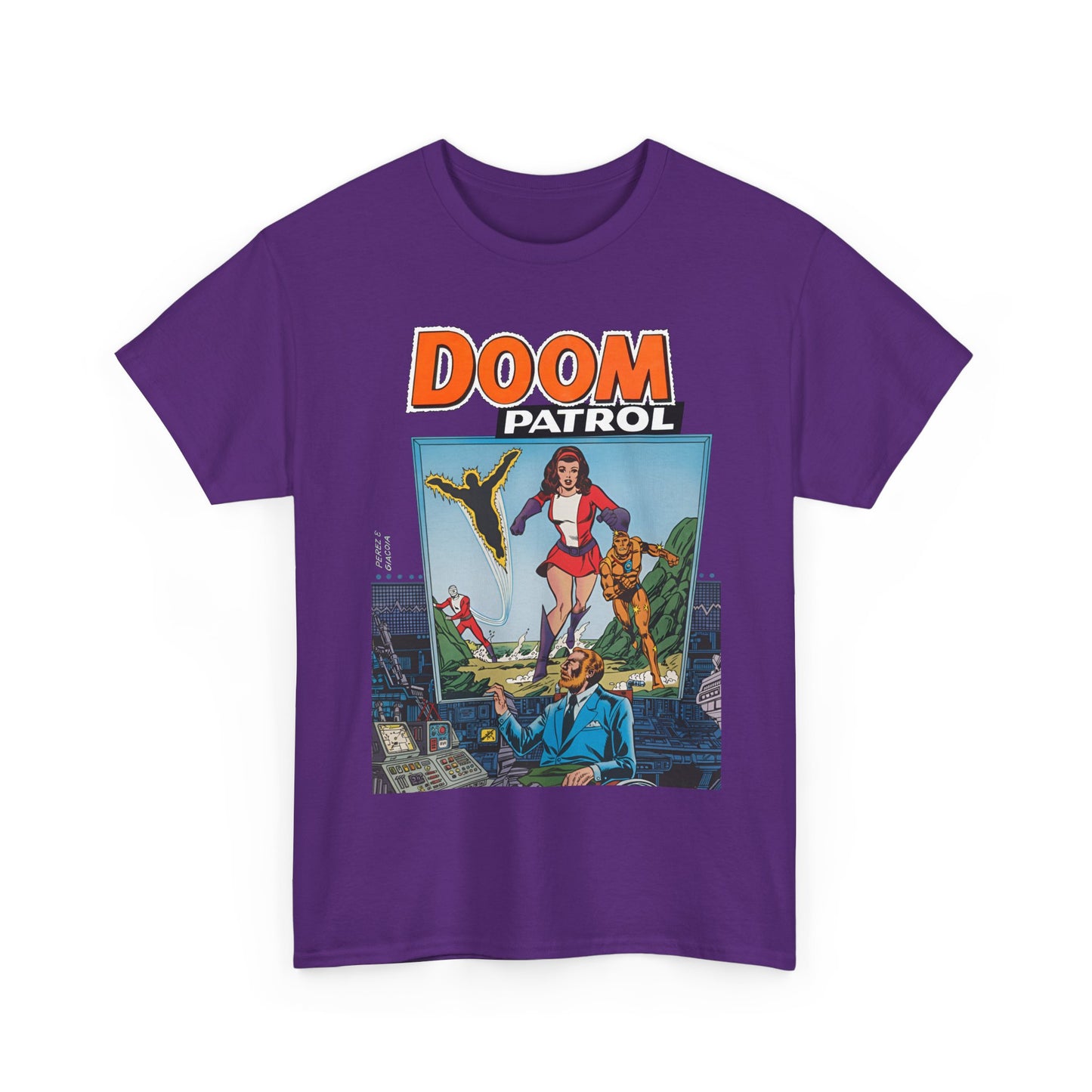Doom Patrol T-Shirt - George Perez Art - Elasti-Girl, Robotman, Negative Man, The Chief - DC Comics Digest Cover Art