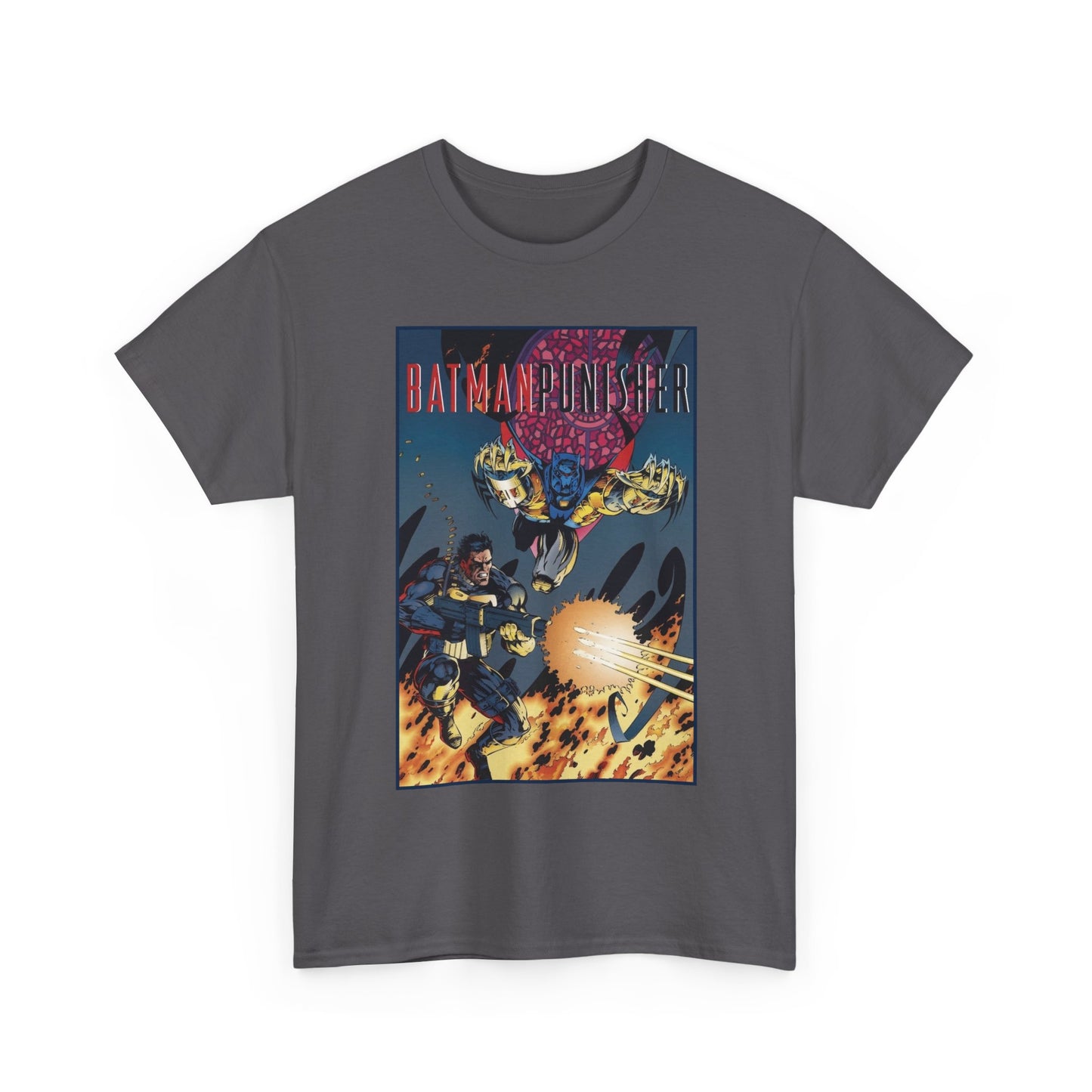 Batman/Punisher T-Shirt - Barry Kitson Art - Lake of Fire, AzBats - DC Comics/Marvel Comics