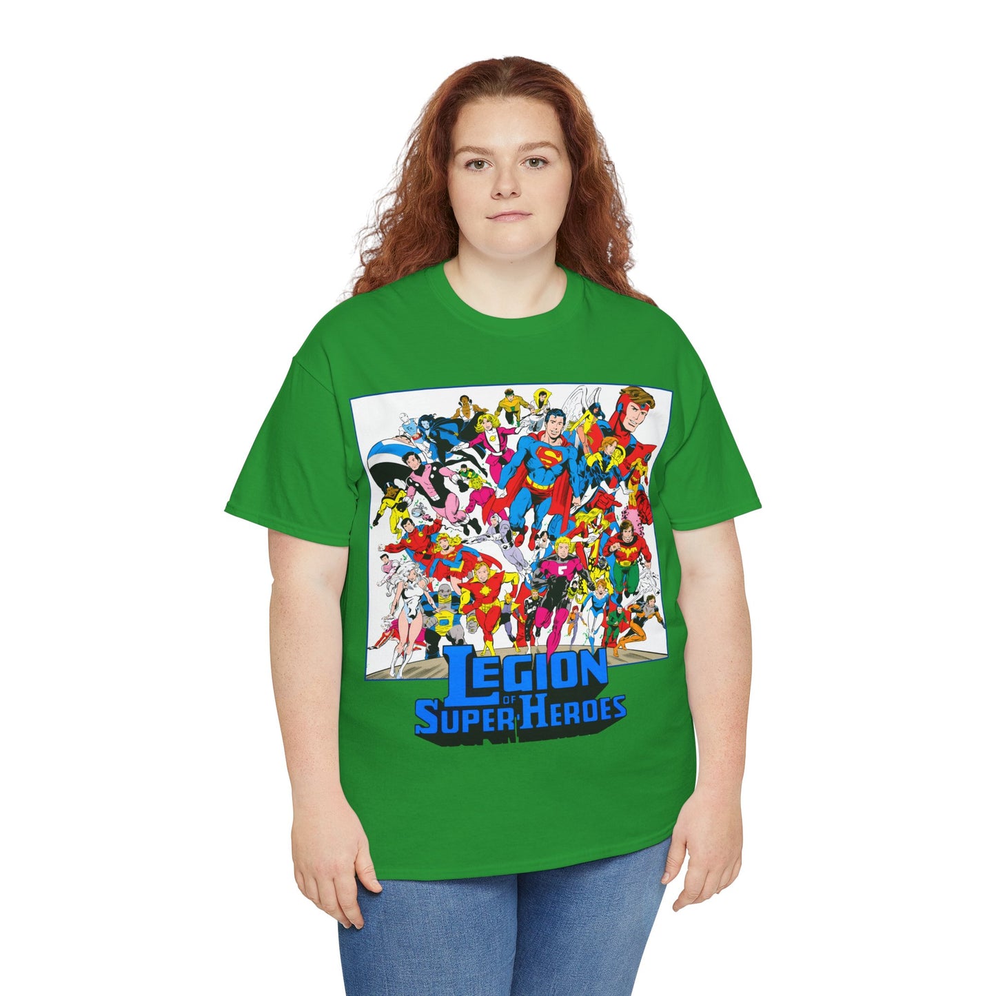 Legion of Super-Heroes T-Shirt - Greg Laroque Art - Who's Who in DC Comics - Superboy, Cosmic Boy, Dream Girl, Dawnstar, Supergirl, Sun Boy, Wildfire, Element Lad, Invisible Kid, Saturn Girl, Lightning Lad - DC Comics