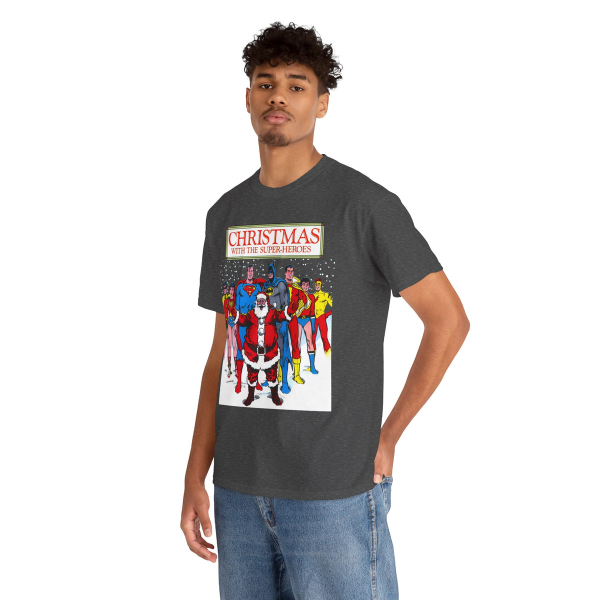 Christmas with the Superheroes T-Shirt - Nick Cardy Art - Superman Batman Captain Marvel Teen Titans Retro Festive Holiday Tee - DC Comics