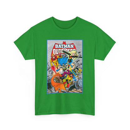 Batman & the Outsiders T-Shirt - Jim Aparo Art - Katana, Geo-Force, Black Lightning, Metamorpho, Halo - DC Comics - 1980s JLA Spin-Off Series