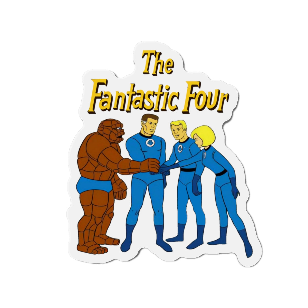 Fantastic Four Die-Cut Magnet - Hanna-Barbera Cartoon - Reed Richards, Invisible Girl, Human Torch, The Thing - Marvel Comics - 3", 4", 5", 6"