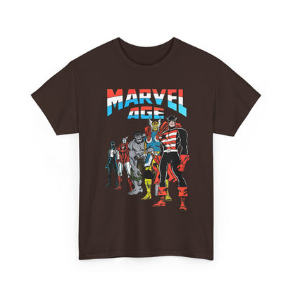 Marvel Age T-Shirt - Captain America, Thor, Incredible Hulk, Iron Man, Spider-Man - New Looks for the 80s