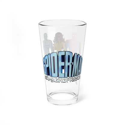 Spider-Man & His Amazing Friends Pint Glass, 16oz - Firestar, Iceman - 1980s Saturday Morning Cartoon - Marvel
