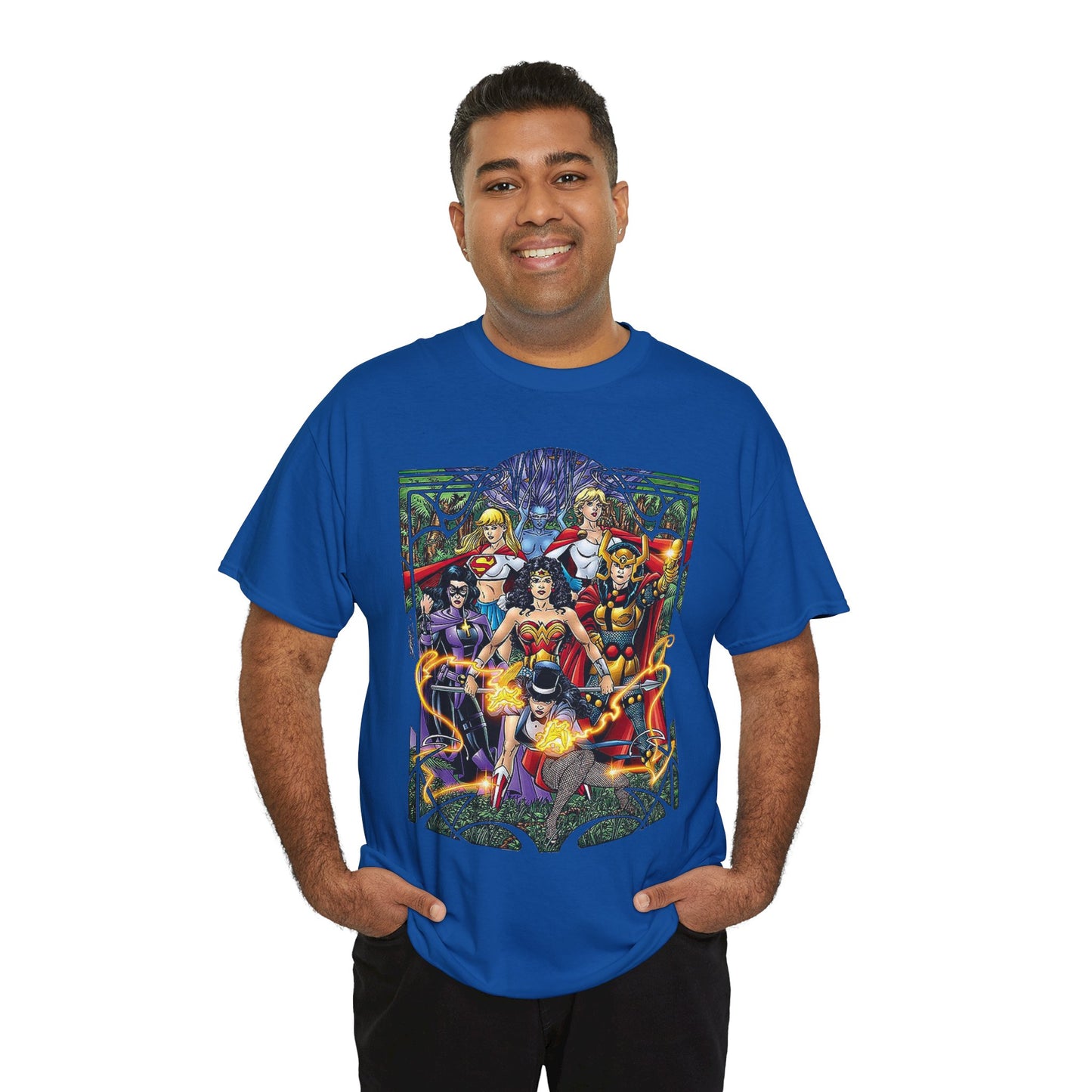 Justice League of Amazons T-Shirt - George Perez Art - Wonder Woman, Zatanna, Supergirl, Power Girl, Huntress, Big Barda - JLA - DC Comics
