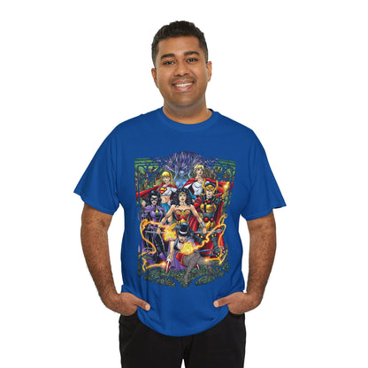 Justice League of Amazons T-Shirt - George Perez Art - Wonder Woman, Zatanna, Supergirl, Power Girl, Huntress, Big Barda - JLA - DC Comics