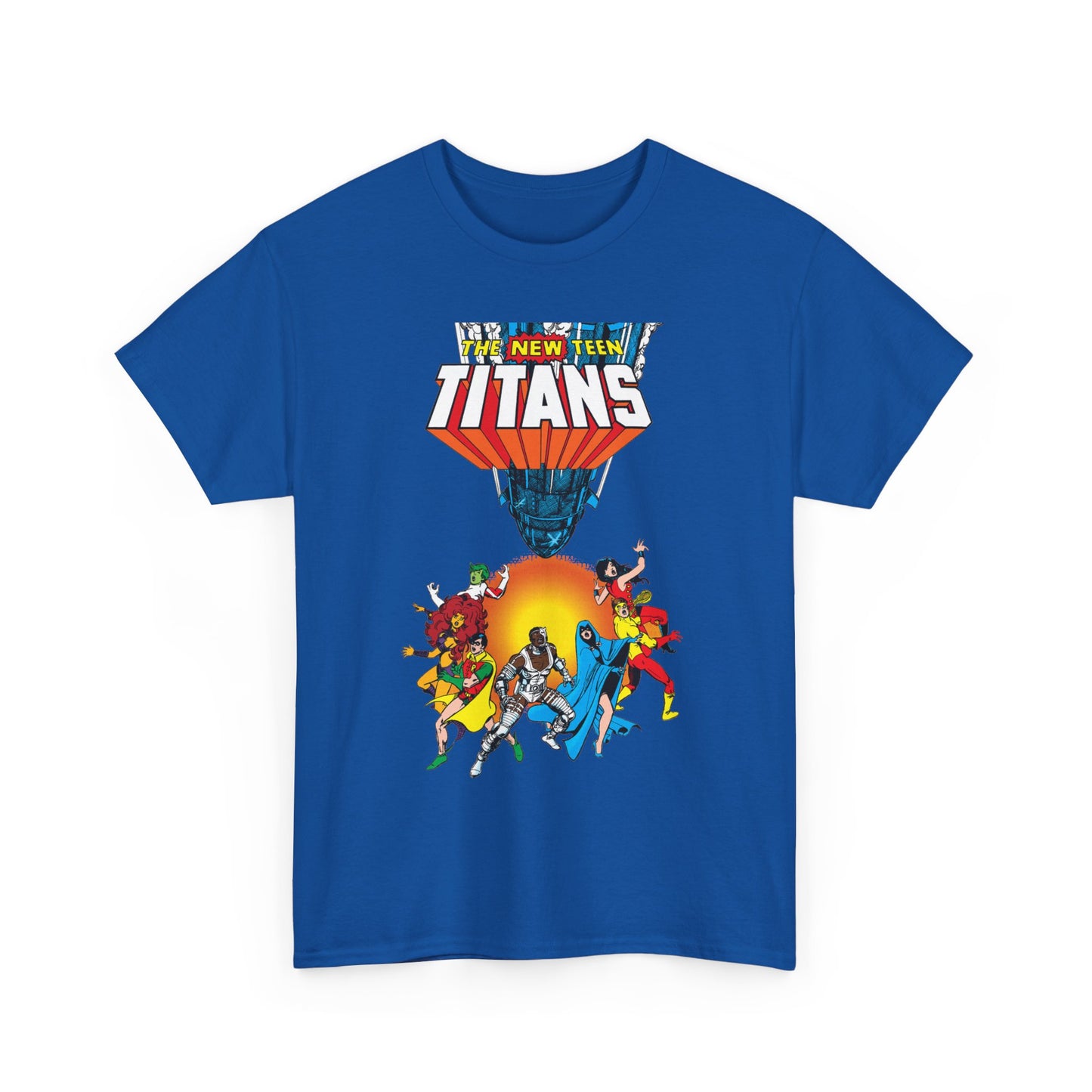 New Teen Titans T-Shirt - George Perez Art - Robin, Wonder Girl, Cyborg, Raven, Starfire, Kid Flash - #10 Cover Art - DC Comics