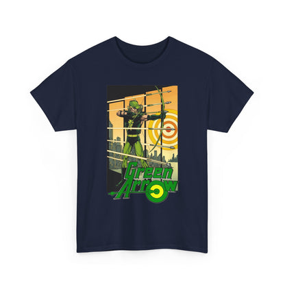 Green Arrow T-Shirt - George Perez Art - 1980s Justice League Postcard Art - JLA - DC Comics