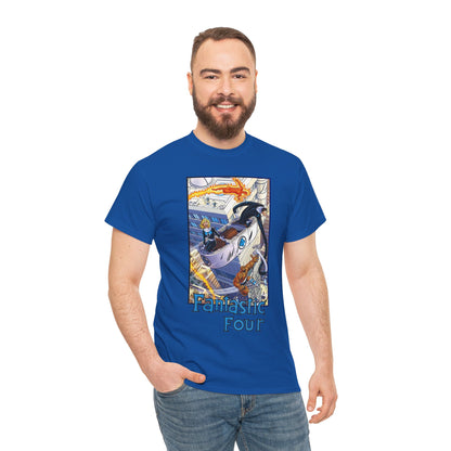 Fantastic Four T-Shirt - John Byrne Art - Invisible Woman, Thing, Human Torch, Reed Richards - Fantasticar, Baxter Building - Marvel Comics