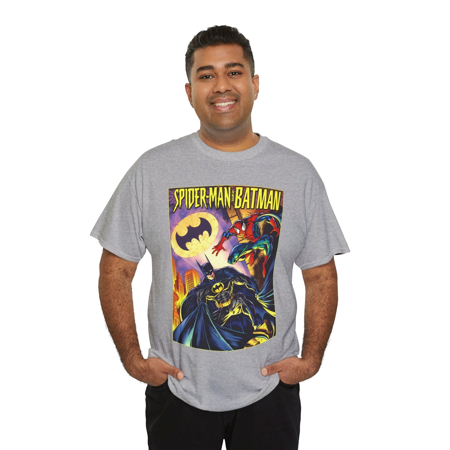 Batman/Spider-Man Shirt - Mark Bagley Art - DC Comics/Marvel Comics Cross-Over From the 1990s