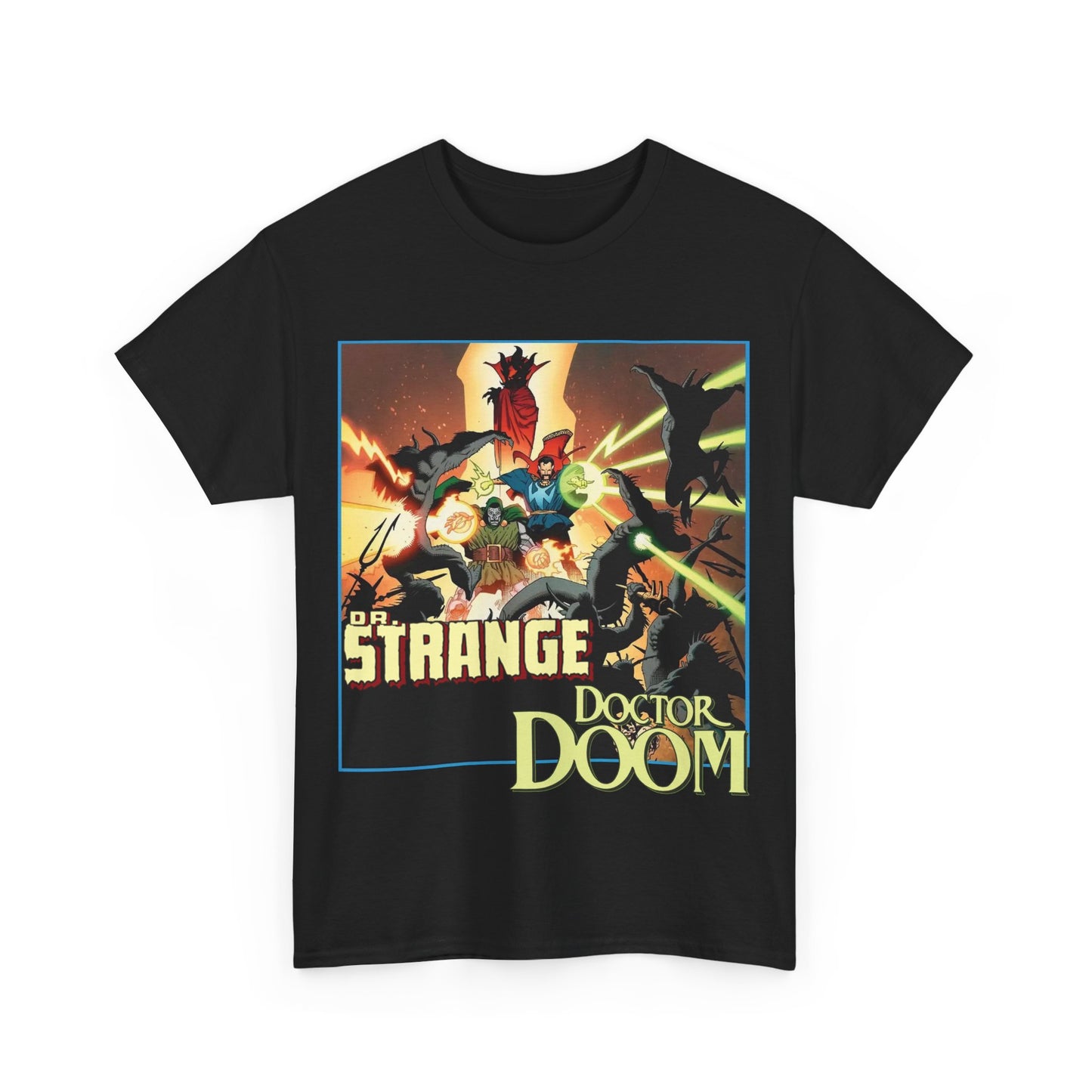 Dr Strange & Doctor Doom T-Shirt - Mike Mignola Art - Triumph & Torment - 1980s Graphic Novel Fighting Mephisto - Marvel Comics