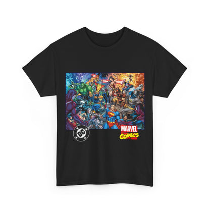 DC Vs Marvel T-Shirt - Jim Lee Art - Batman, Superman, Spider-Man, Wolverine, Wonder Woman, Daredevil, Hulk, Captain America, Deathstroke, Storm, Colossus - DC Comics, Marvel Comics Crossover
