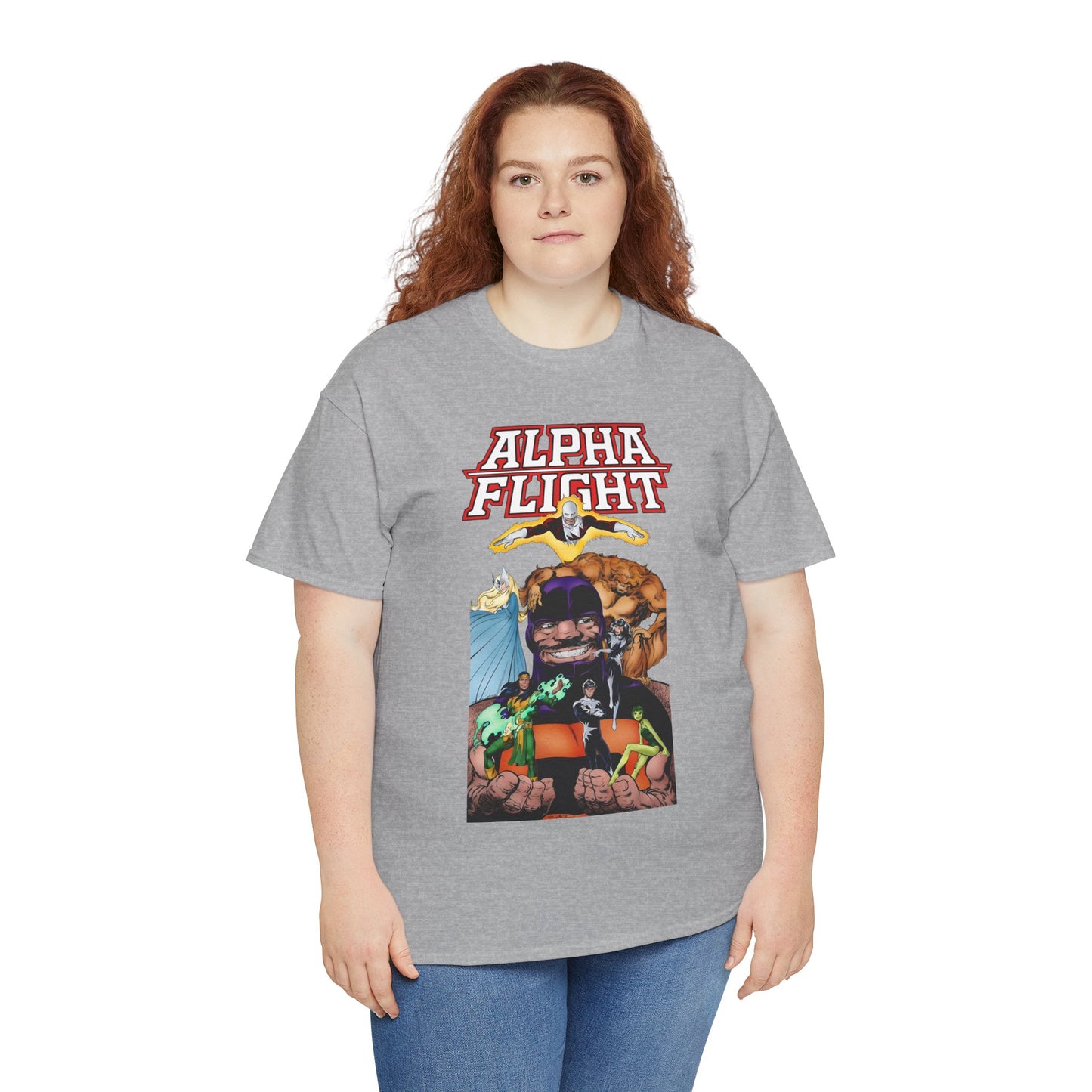 Alpha Flight T-Shirt - John Byrne Art - Guardian, Aurora, Northstar, Shaman, Snowbird, Puck - Marvel Comics