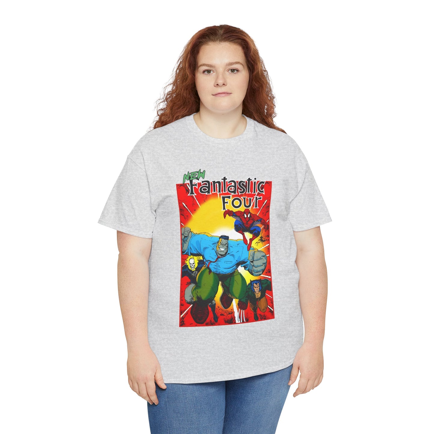 New Fantastic Four T-Shirt - Arthur Adams Art - Wolverine, Ghost Rider, Spider-Man, Hulk - Marvel Comics
