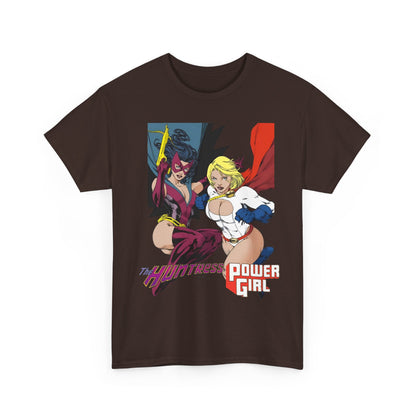 Huntress & Power Girl T-Shirt - Ed Benes Art - Justice Society, JSA, Earth 2 - DC Comics Bronze Age, Pre-Crisis Heroes