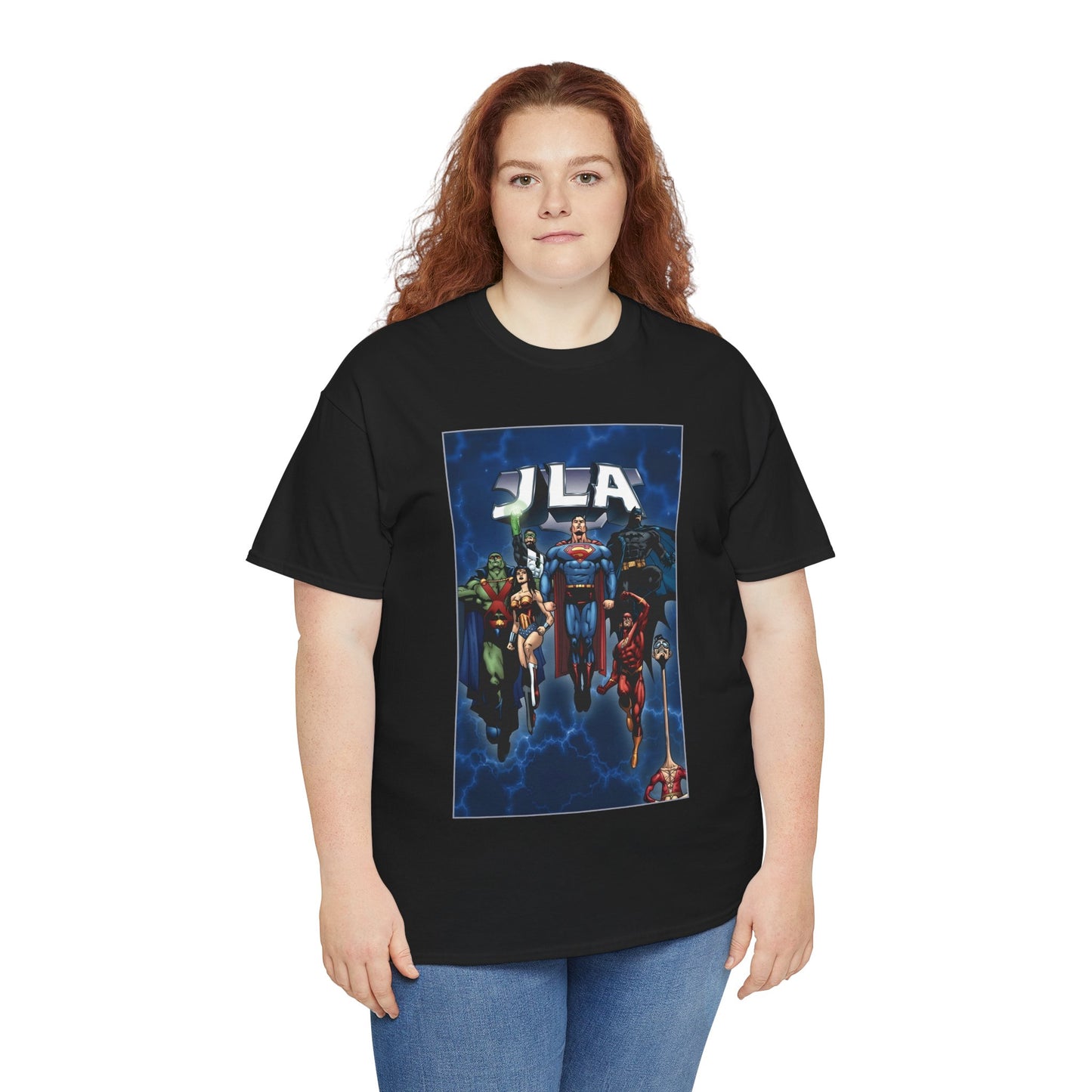 JLA T-Shirt - Doug Mahnke Art - Superman, Batman, Wonder Woman, Aquaman, Green Lantern, Flash, Martian Manhunter - DC Comics