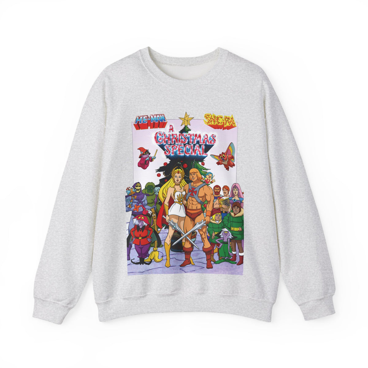 He-Man & She-Ra Christmas Special Heavy Blend Crewneck Sweatshirt - Masters of the Universe, Princess of Power Filmation Festive Holiday Cartoon