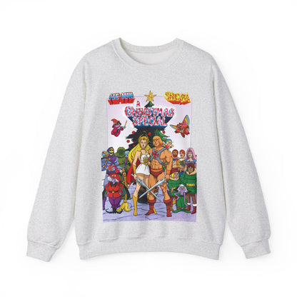 He-Man & She-Ra Christmas Special Heavy Blend Crewneck Sweatshirt - Masters of the Universe, Princess of Power Filmation Festive Holiday Cartoon