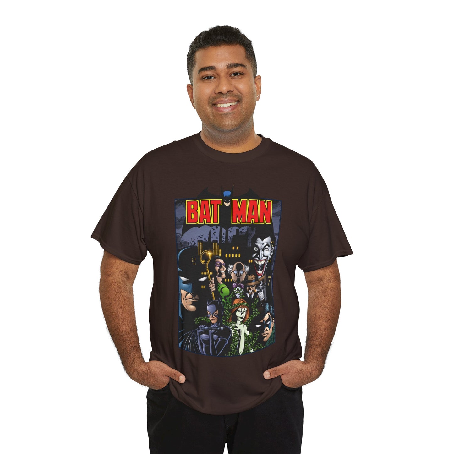 Batman T-Shirt - George Perez Art - Arkham Asylum - Joker, Catwoman, Poison Ivy, Riddler, Nightwing - DC Comics