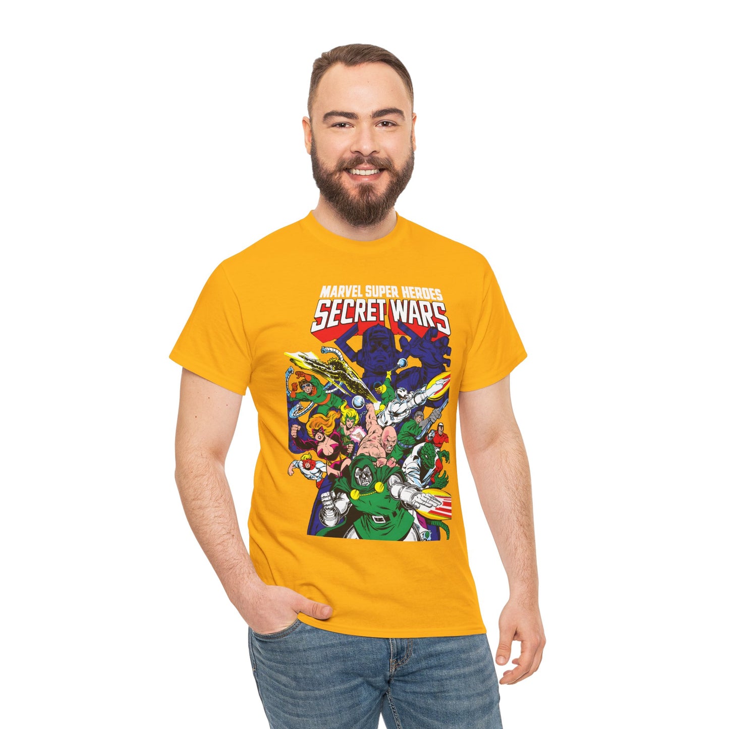 Marvel Super-Heroes Secret Wars T-Shirt - The Bad Guys - Dr Doom, Galactus, Doctor Octopus, Titania, Absorbing Man, Enchantress - Marvel Comics Series
