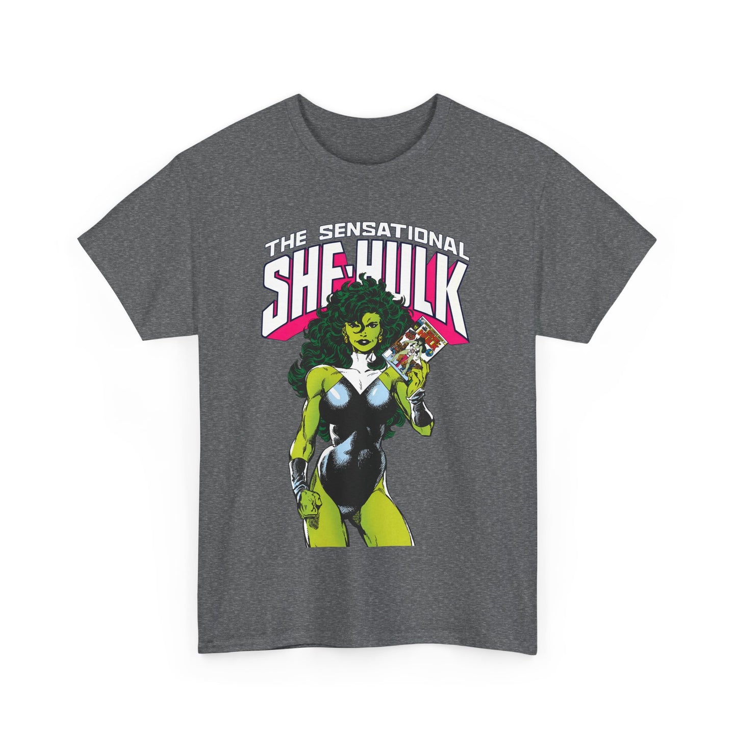 Sensational She-Hulk T-Shirt - Classic John Byrne Art - Jennifer Walters, Hulk's Cousin - Marvel Comics - Popular 1980s Series - "Rip Up Your X-Men!"