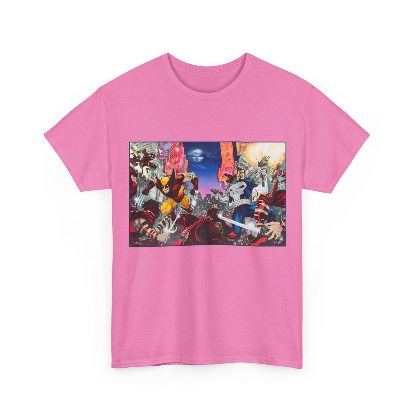 Wolverine & Punisher T-Shirt - Jim Lee Art - Vs The Hand - Marvel Comics