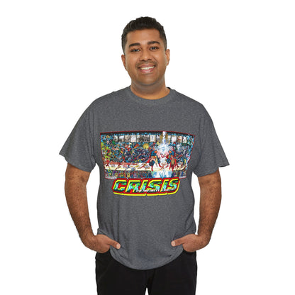 Crisis on Infinite Earths T-Shirt - Jerry Ordway/George Perez Art - Updated 2025 Poster Art - Superman, Wonder Woman, Supergirl, Flash, Harbinger, Pariah, Obsidian, Firestorm - DC Comics
