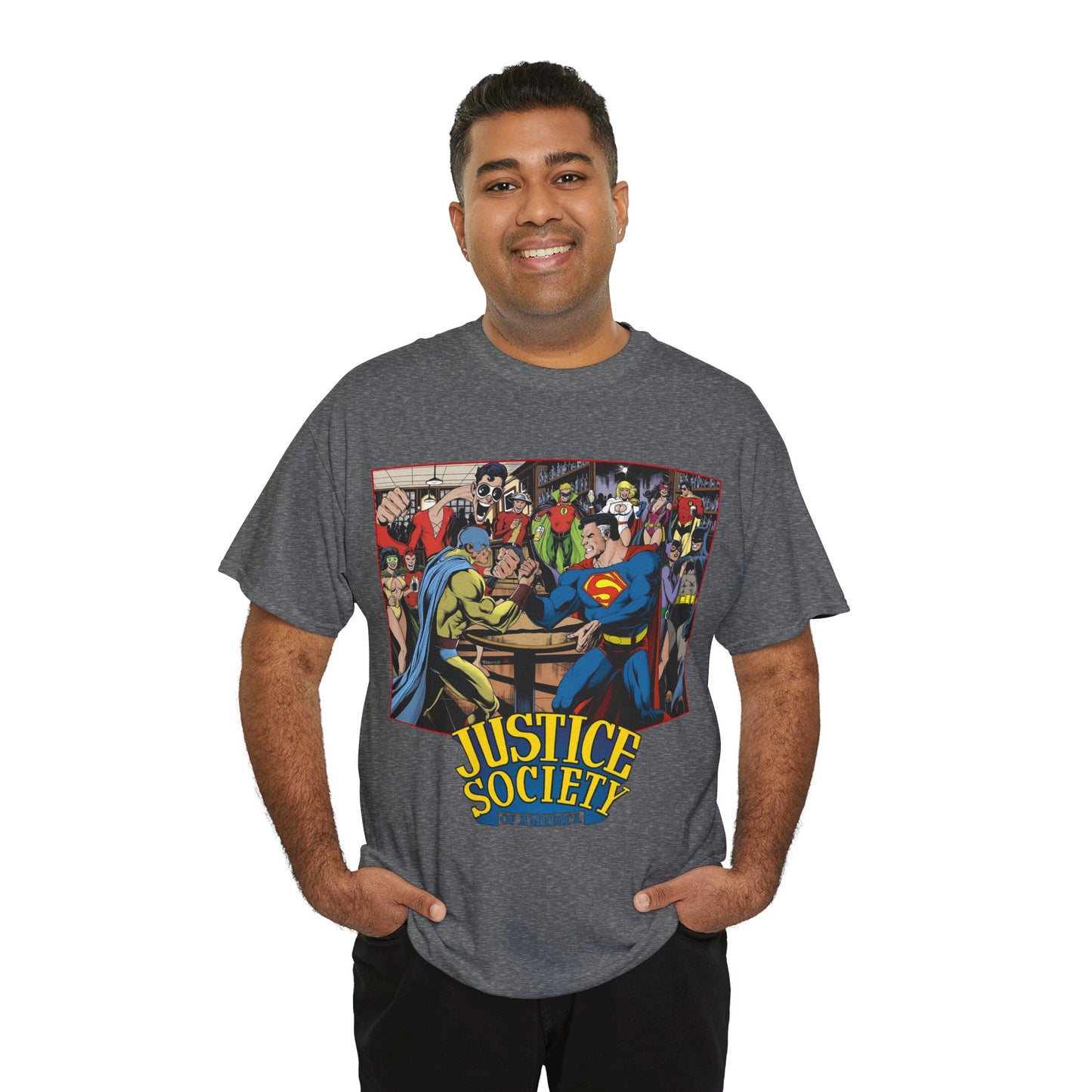 Justice Society of America T-Shirt - Superman, Wonder Woman, Atom, Starman, Huntress, Power Girl, Green Lantern, Batman, Plastic Man, Flash - JSA - DC Comics