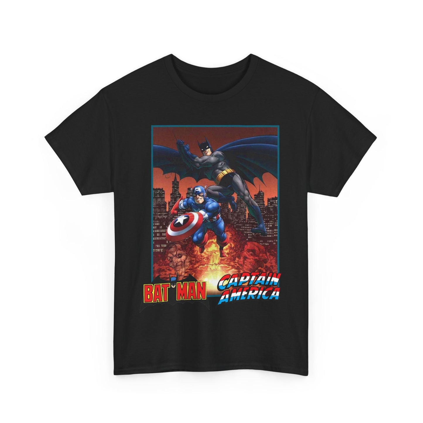 Batman & Captain America T-Shirt - John Byrne Art - Joker & Red Skull - Marvel & DC Comics Crossover Art