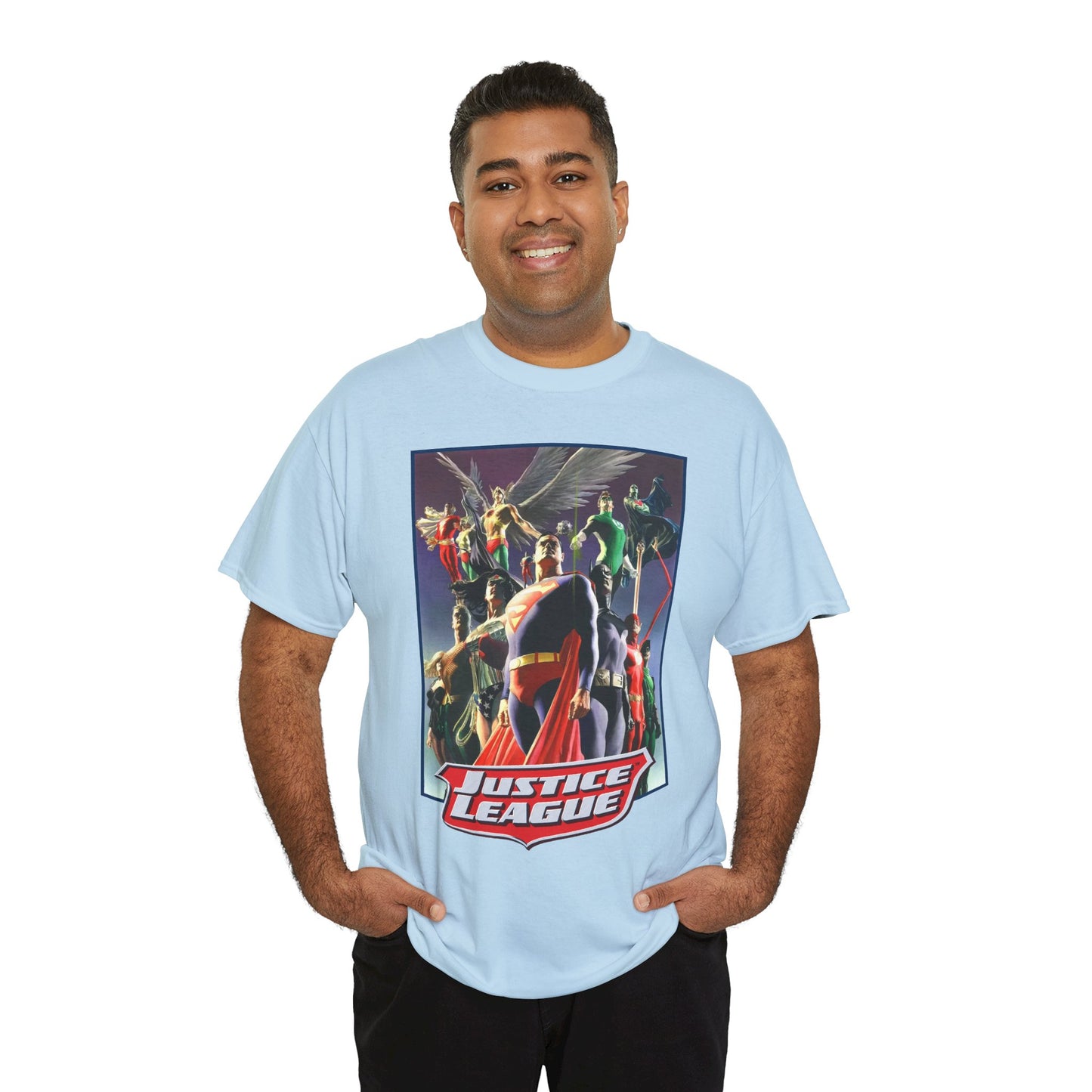 Justice League T-Shirt - Alex Ross Art - Superman, Wonder Woman, Black Canary, Hawkman, Flash, Aquaman, Atom - DC Comics