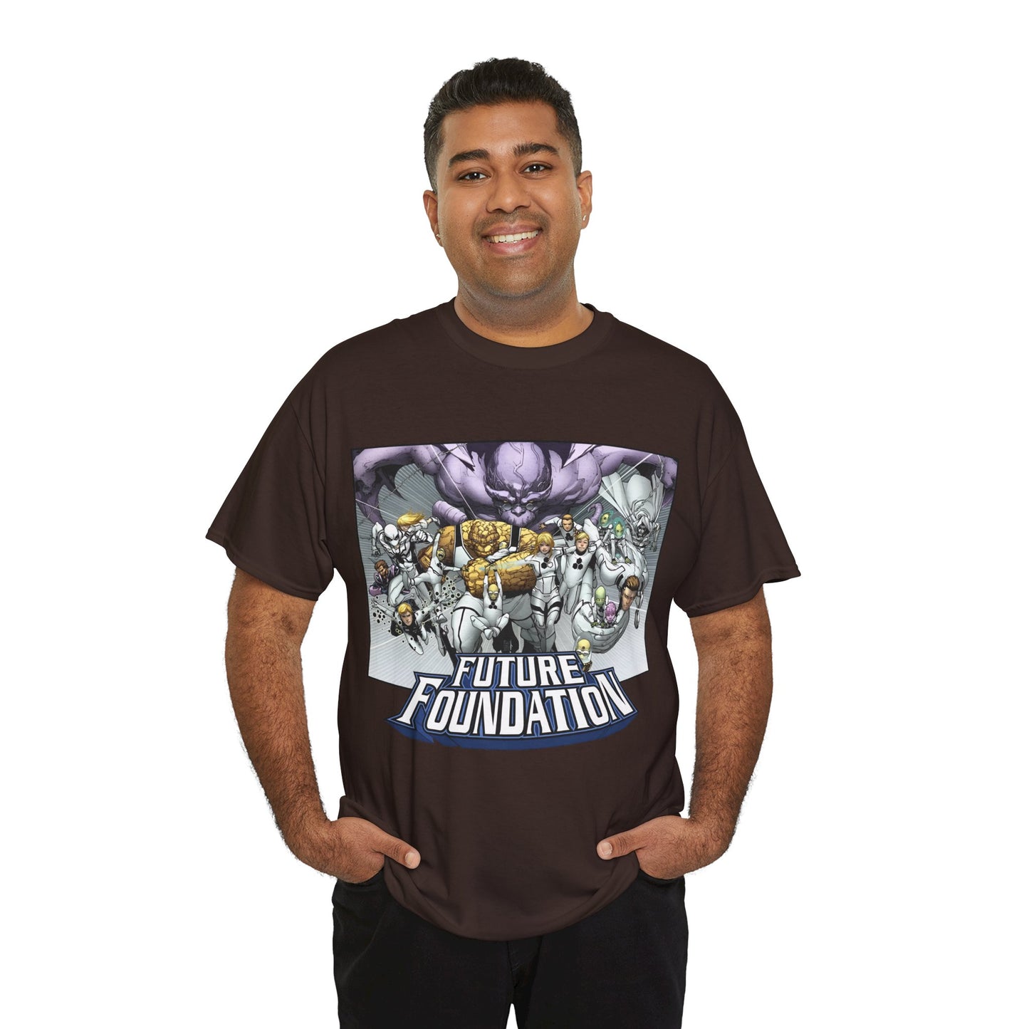 Future Foundation T-Shirt - Marko Djurdjevic Art - Spider-Man, Mr. Fantastic, Invisible Woman, The Thing, Dr. Doom, Bentley 23, Dragon Man, the Moloids - Marvel Comics