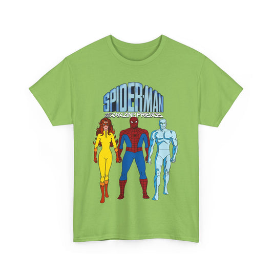 Spider-Man & His Amazing Friends T-Shirt - Spidey, Firestar, Iceman - Popular 1980s Marvel TV Cartoon - Marvel Comics
