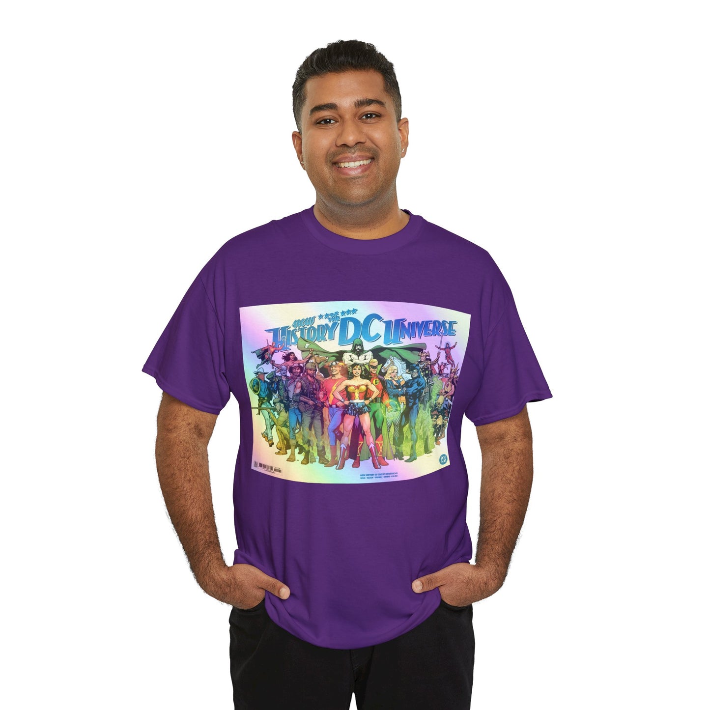 New History of the DC Universe T-Shirt - Wonder Woman, Wildcat, Black Canary, Sgt. Rock, Etrigan, Spectre, Jonah Hex - DC Comics