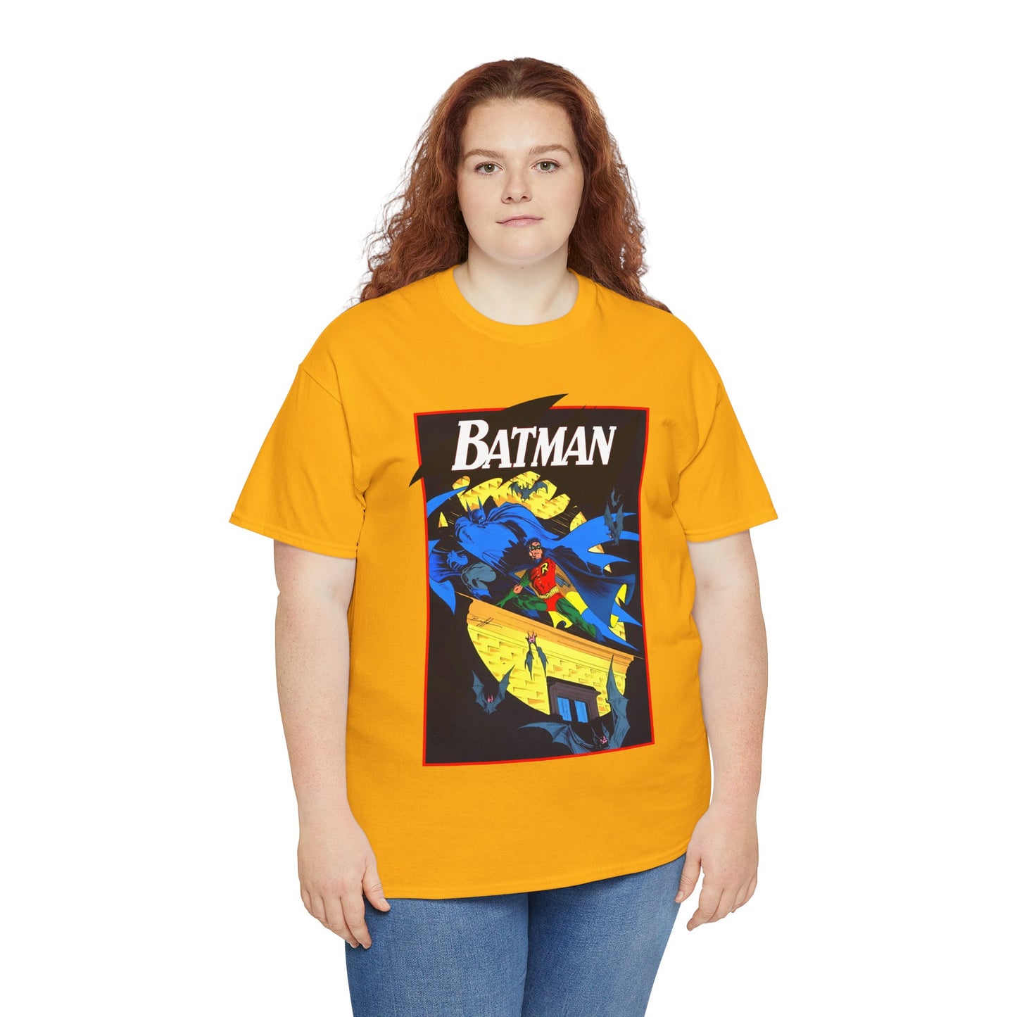 Batman & Robin T-Shirt - Norm Breyfogle Art - Surrounded by Bats in Gotham City - DC Comics