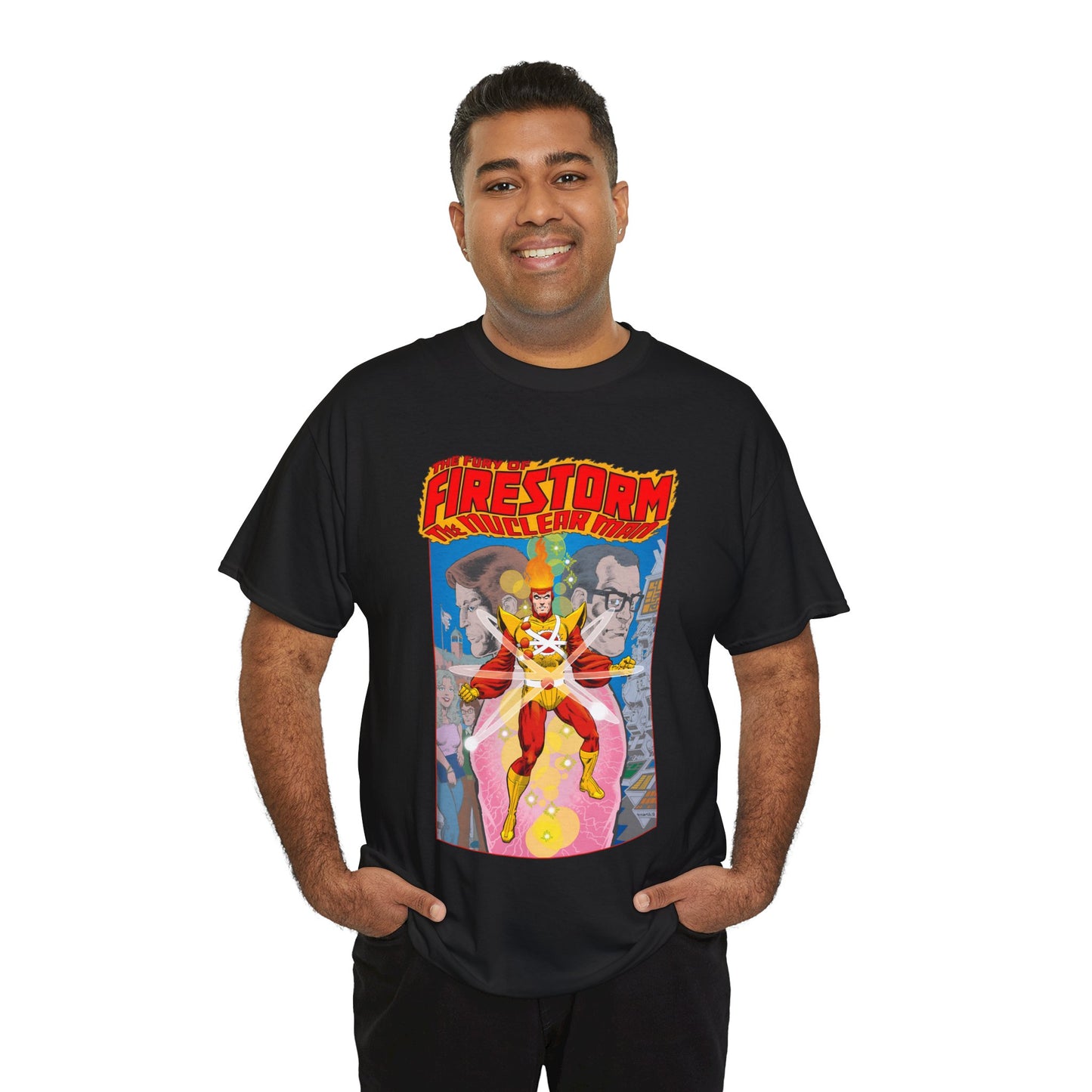 Fury of Firestorm T-Shirt - Pat Broderick Art - The Nuclear Man - Ronnie Raymond, Professor Martin Stein - DC Comics