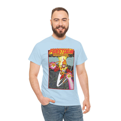 Firestorm the Nuclear Man T-Shirt - George Perez JLA Postcard Art 1980s - DC Comics - Justice League of America Member