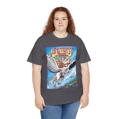 Amethyst Princess of Gemworld T-Shirt - George Perez Art - DC Comics 1980s Series - Riding a Unicorn