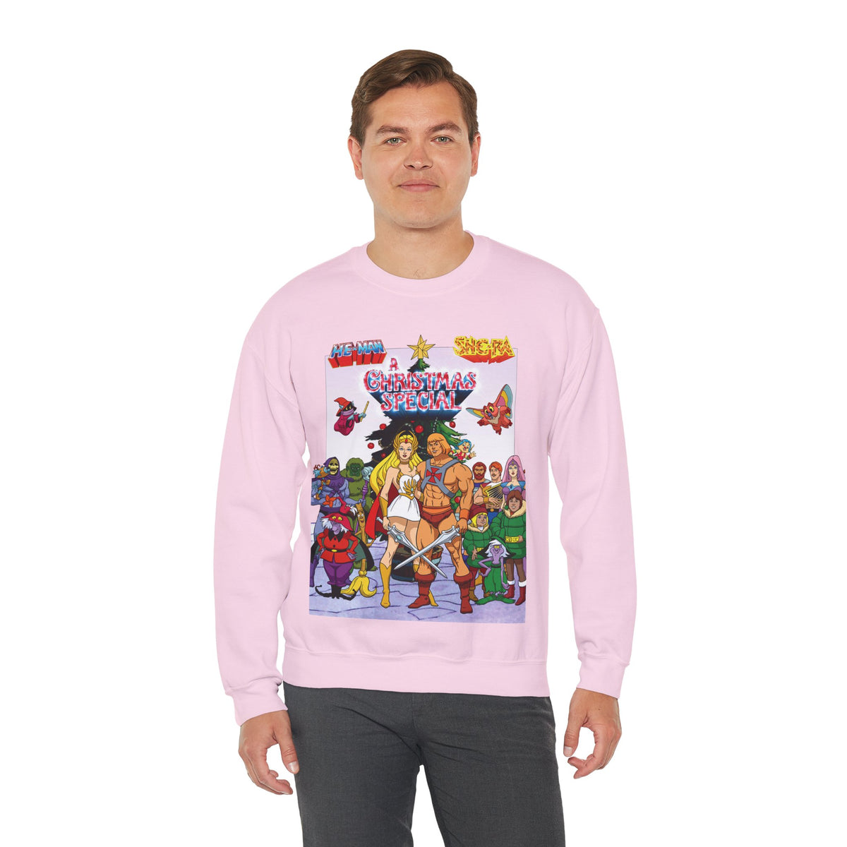 He-Man & She-Ra Christmas Special Heavy Blend Crewneck Sweatshirt - Masters of the Universe, Princess of Power Filmation Festive Holiday Cartoon