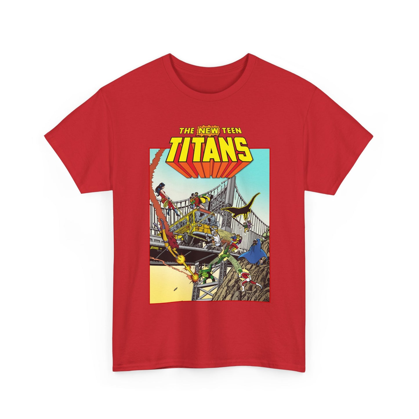 New Teen Titans T-Shirt - George Perez Promo Art - Wonder Girl, Cyborg, Raven, Starfire, Robin, Kid Flash, Changeling - DC Comics