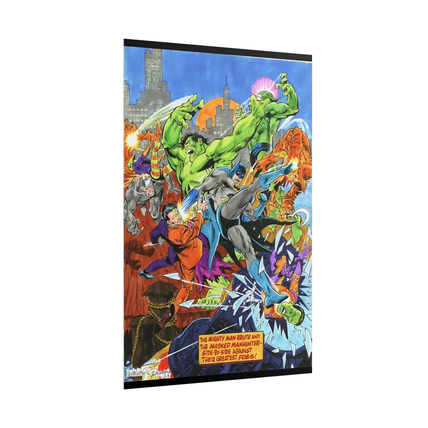 Batman Vs Incredible Hulk Rolled Poster - José Luis García-López Art - Two-Face & the Leader - DC Comics, Marvel Comics - Multiple Sizes Up to 24"x36"