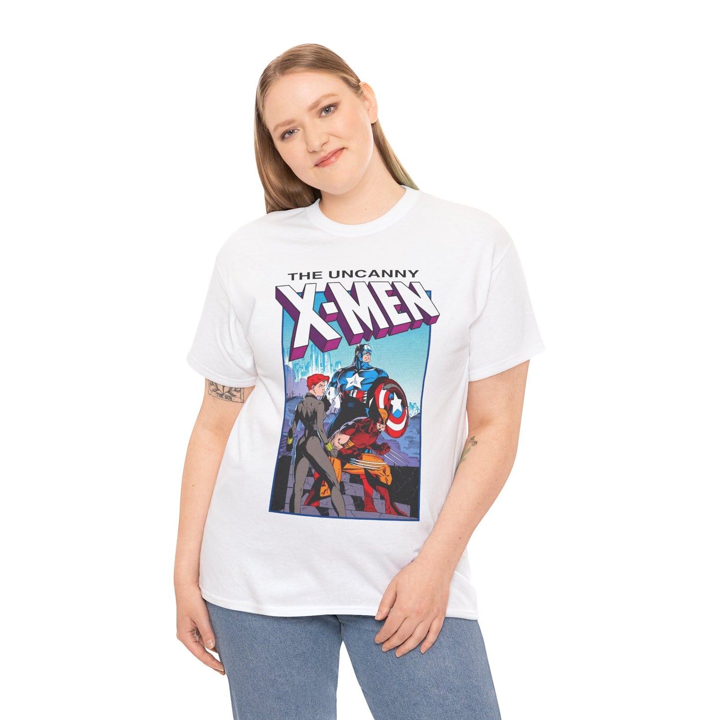 Uncanny X-Men T-Shirt - Jim Lee Art - #268 Cover - Captain America, Black Widow, Wolverine - Marvel Comics