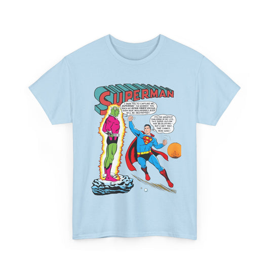 Light blue t-shirt with Superman graphic design on a white background