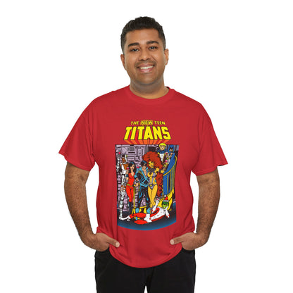 New Teen Titans T-Shirt - George Perez Art - Nightwing, Cyborg, Raven, Starfire, Wonder Girl, Changeling, Jericho - Titans Tower - DC Comics