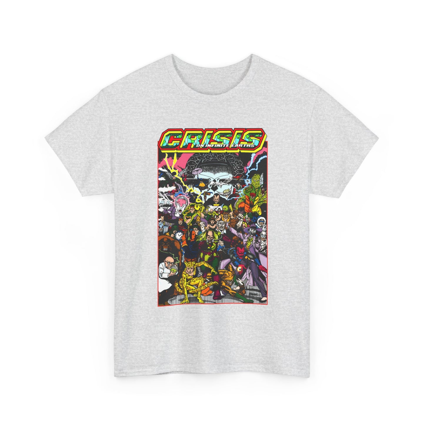 Crisis on Infinite Earths T-Shirt - DC Comics - George Perez Art - Joker, Lex Luthor, Cheetah, Solomon Grundy, Black Adam, Deathstroke, Validus - #9 Cover - DC Comics