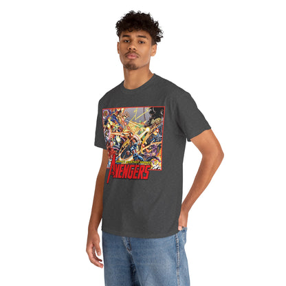 Avengers Vs Thunderbolts T-Shirt - George Perez Art - Captain America, Iron Man, Wonder Man, Scarlet Witch, Hawkeye, Citizen V, MACH-1, Techno, Atlas, Songbird - Marvel Comics