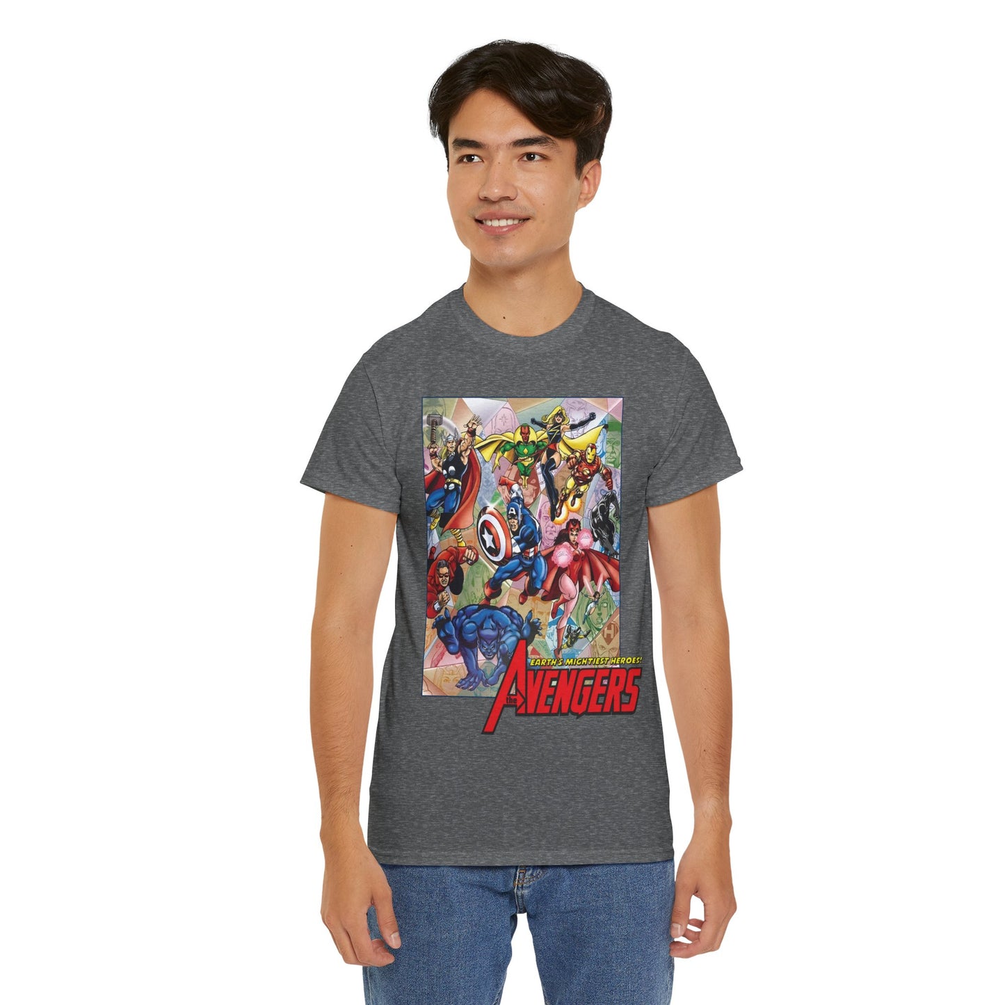 Avengers T-Shirt - George Perez Art - Captain America, Iron Man, Thor, Scarlet Witch, Black Panther, Wonder Man, Beast, Vision - Marvel Comics