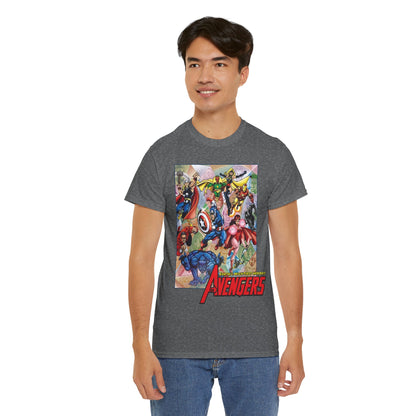 Avengers T-Shirt - George Perez Art - Captain America, Iron Man, Thor, Scarlet Witch, Black Panther, Wonder Man, Beast, Vision - Marvel Comics